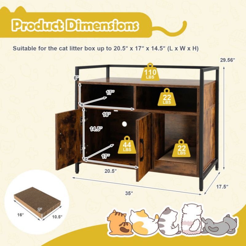 Hide the Mess, Show the Style: Double-Door Cat Washroom with Scratch Board