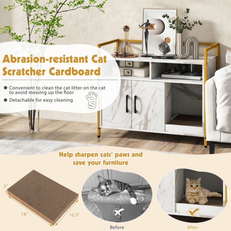 Hide the Mess, Show the Style: Double-Door Cat Washroom with Scratch Board