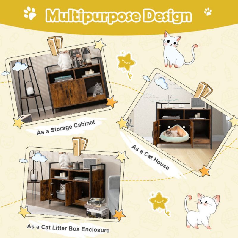 Hide the Mess, Show the Style: Double-Door Cat Washroom with Scratch Board