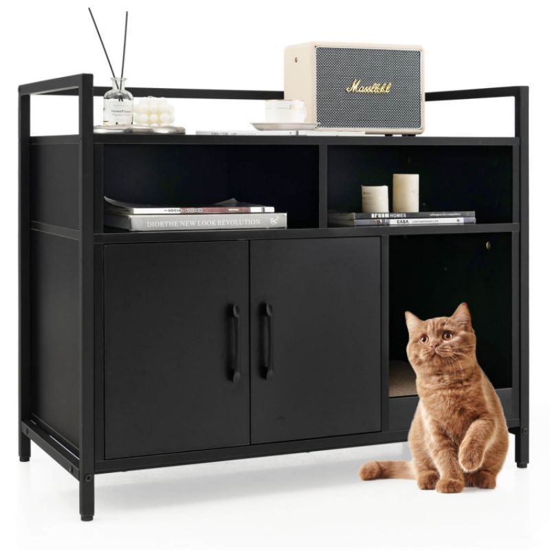 Hide the Mess, Show the Style: Double-Door Cat Washroom with Scratch Board