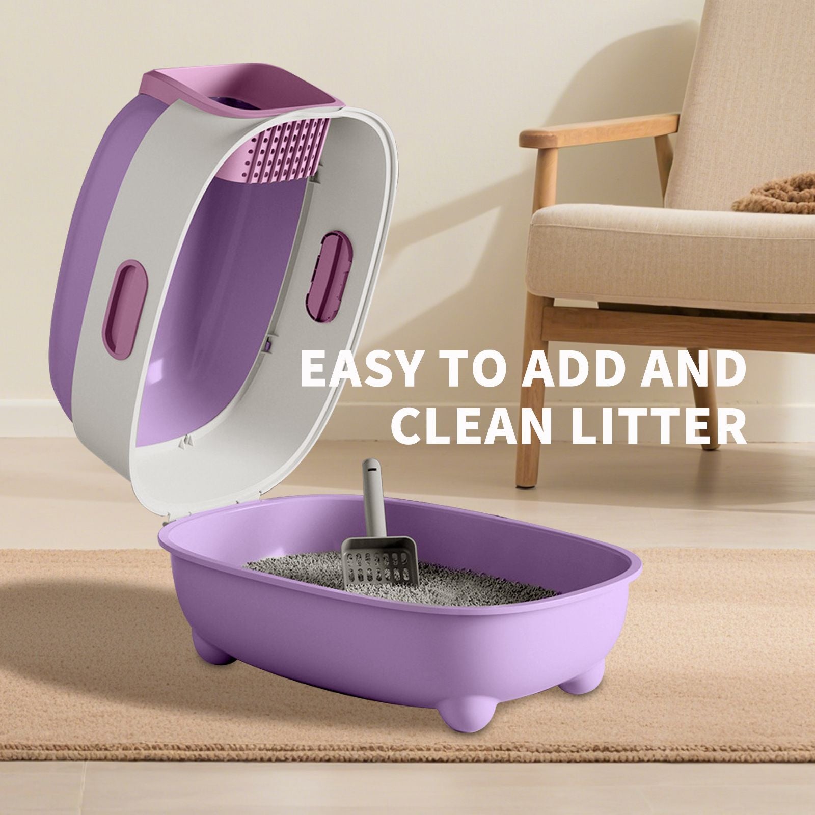 Premium Enclosed Cat Litter Box with Odor-Lock & Scratch-Resistant Base