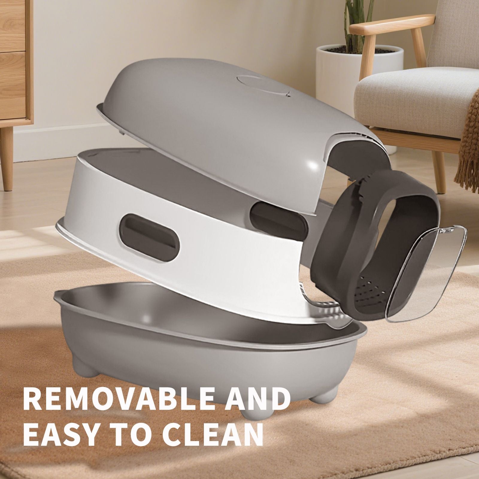 Premium Enclosed Cat Litter Box with Odor-Lock & Scratch-Resistant Base