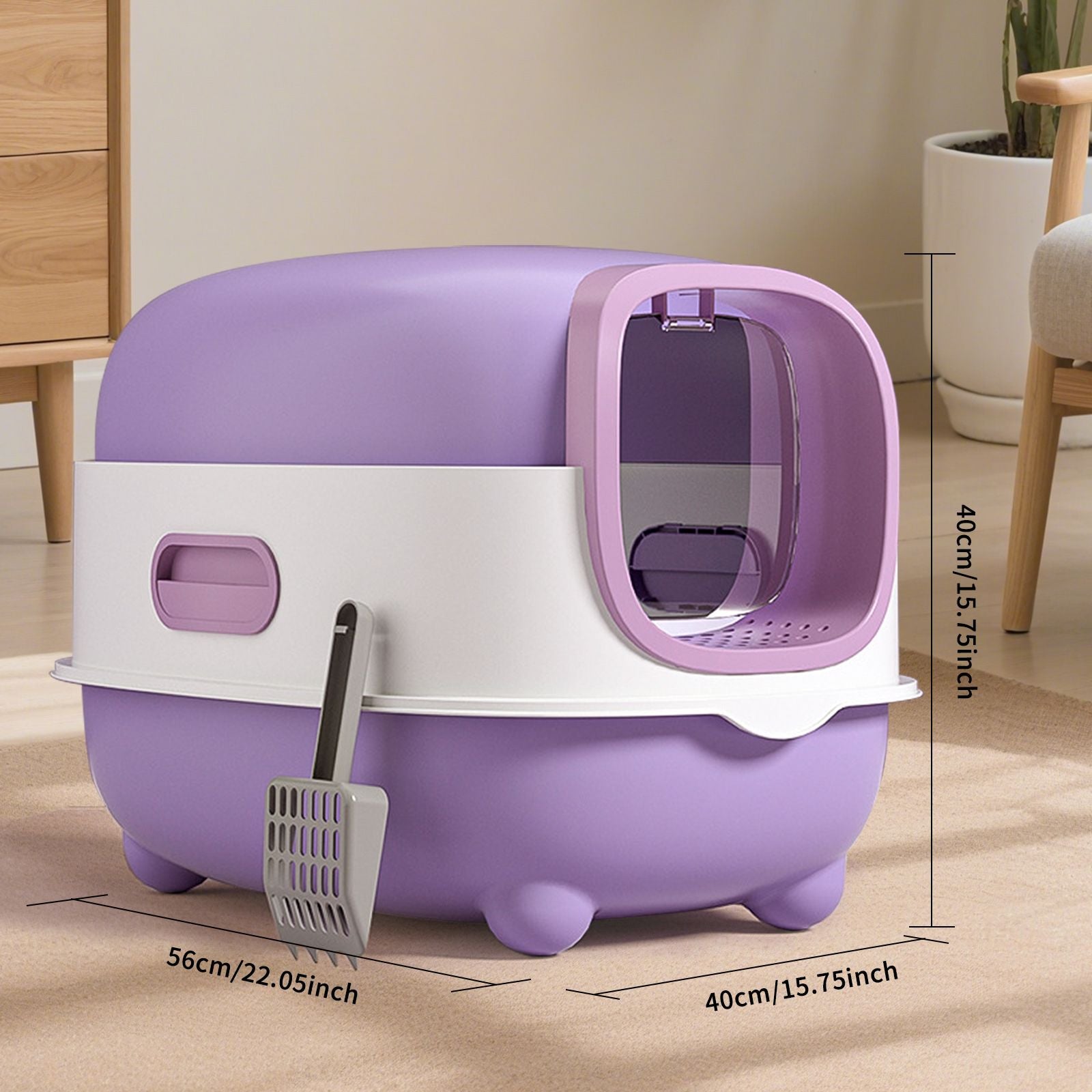 Premium Enclosed Cat Litter Box with Odor-Lock & Scratch-Resistant Base