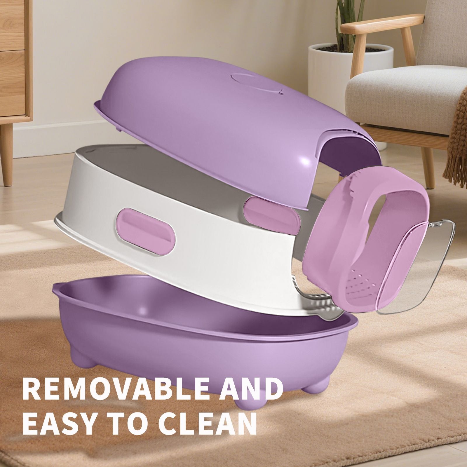 Premium Enclosed Cat Litter Box with Odor-Lock & Scratch-Resistant Base