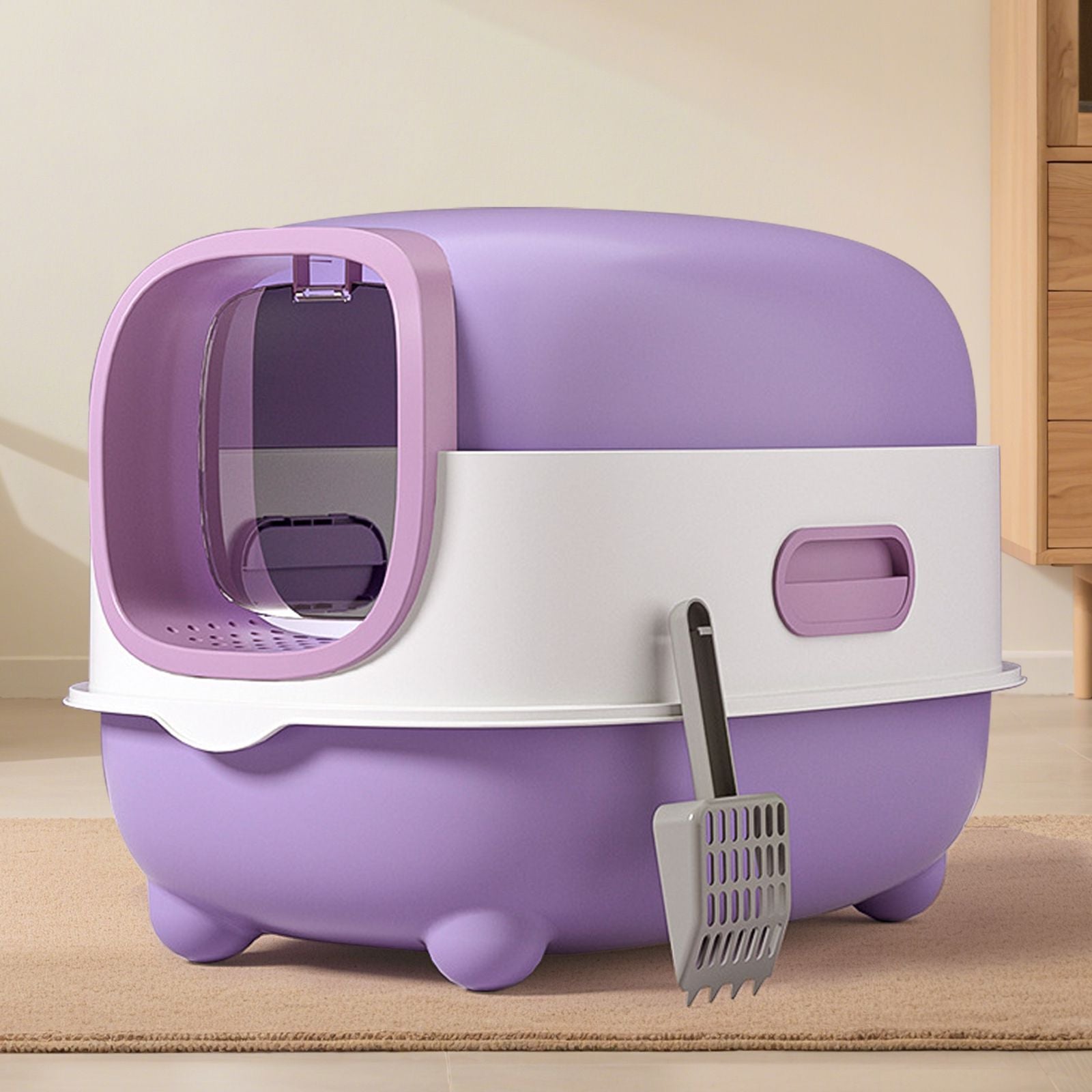 Premium Enclosed Cat Litter Box with Odor-Lock & Scratch-Resistant Base