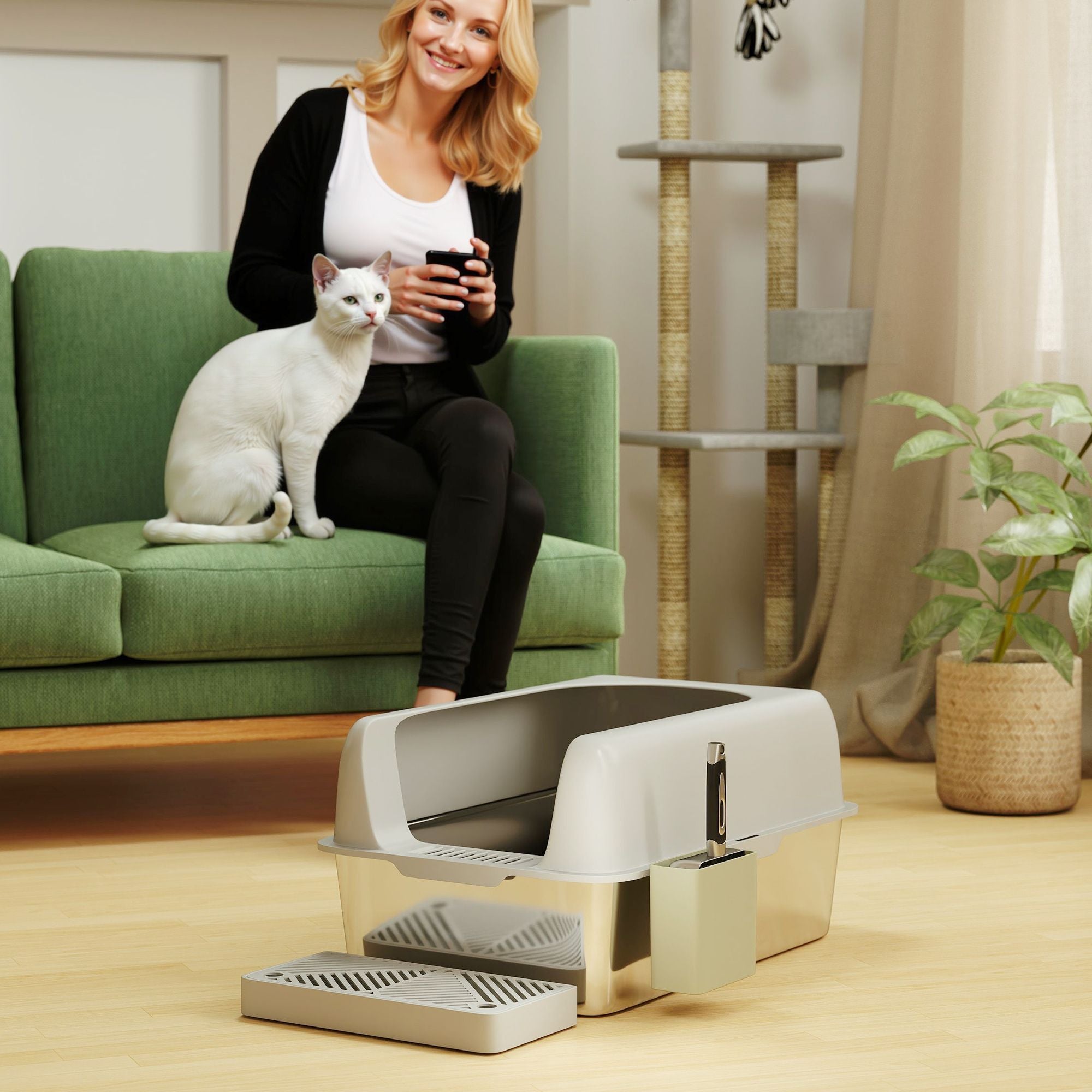 Keep Your Home Clean with This High-Walled Litter Box & Accessories