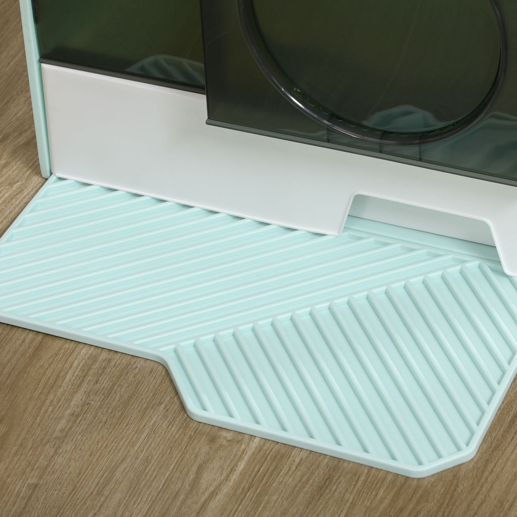 Hooded Cat Litter Box with Mat, Particle Catching, Easy Clean, Light Blue