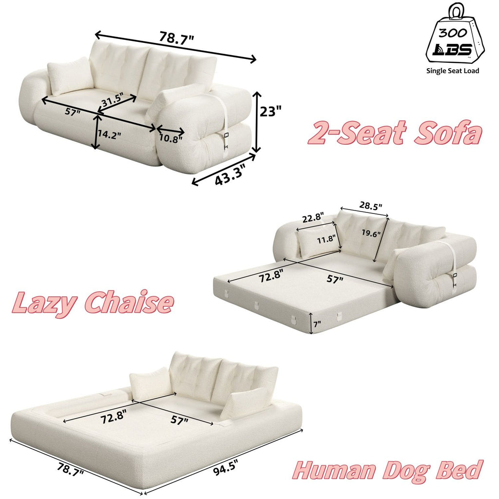 78.7- Convertible Sofa Bed for Dogs and Humans
