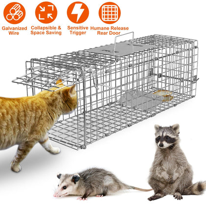 Humane Cat Trap Cage – Catch & Release Live Animal Trap for Small Critters