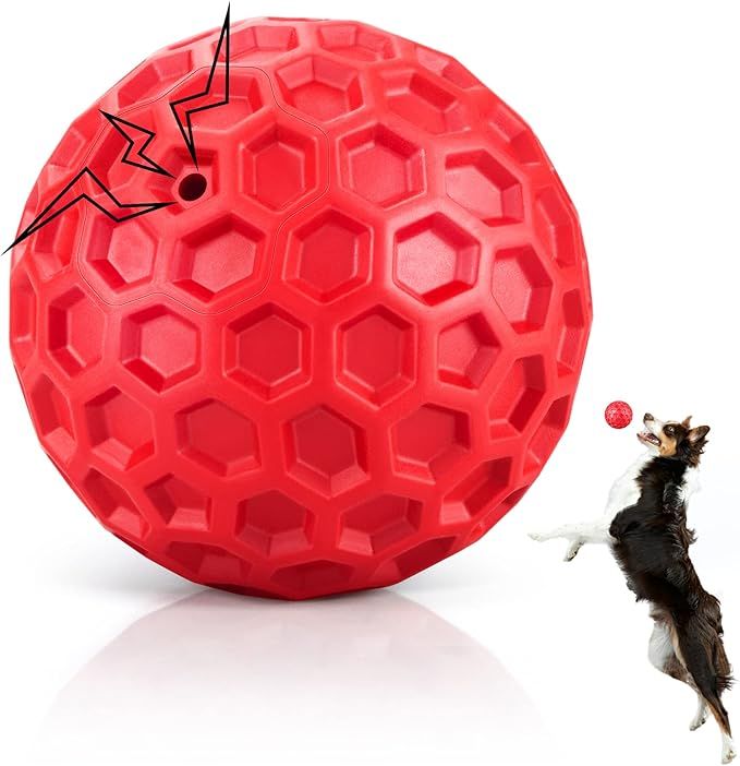 Indestructible Squeaky Dog Balls for Aggressive Chewers, Interactive Dog Toys for Aggressive Chewers