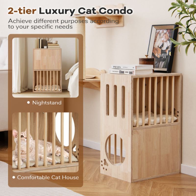 2-Tier Cat Condo with Large Entry and Symmetrical Design