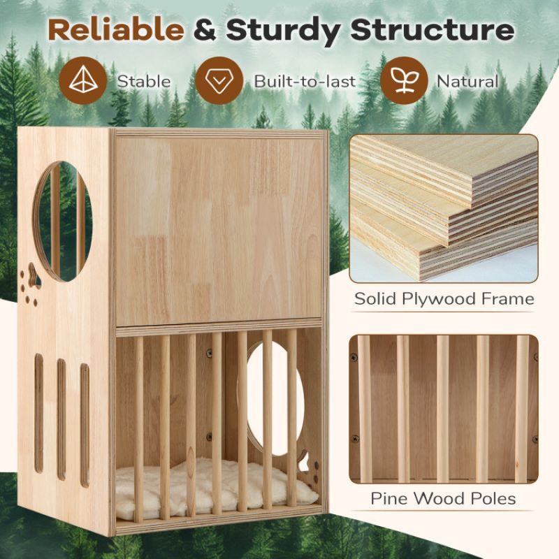2-Tier Cat Condo with Large Entry and Symmetrical Design