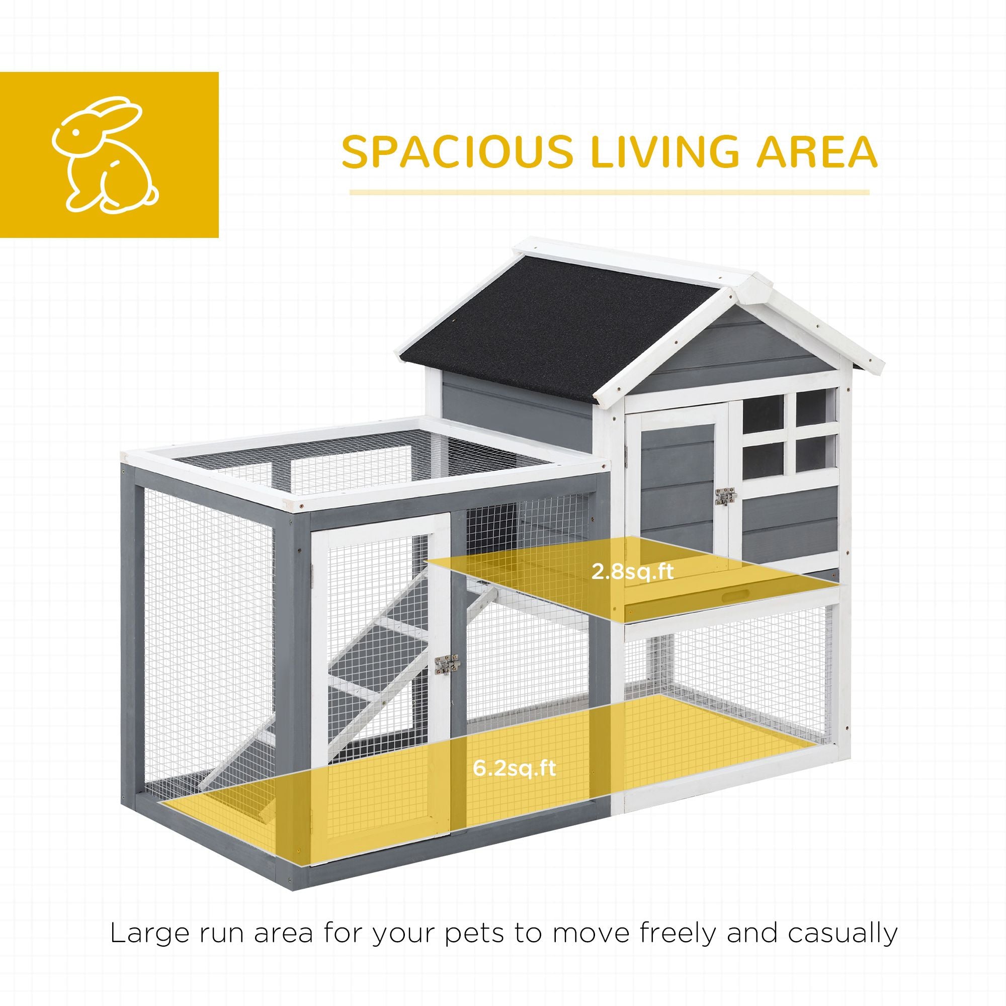 48- furniture-style Rabbit Hutch with Outdoor Run for Small Animals