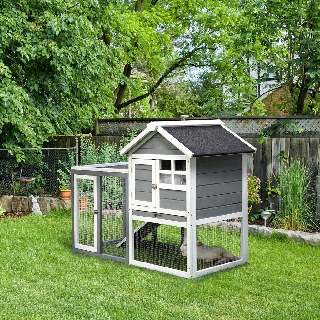 48- furniture-style Rabbit Hutch with Outdoor Run for Small Animals