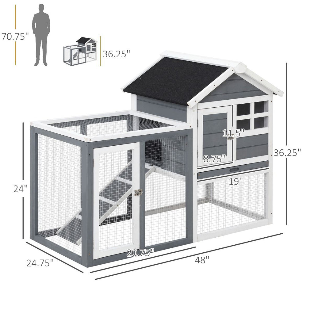48- furniture-style Rabbit Hutch with Outdoor Run for Small Animals