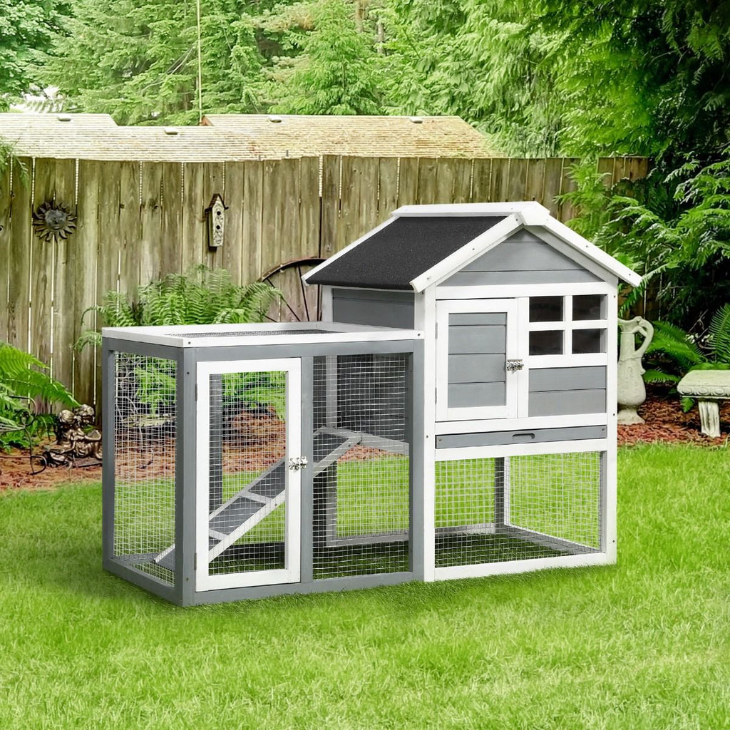 48- furniture-style Rabbit Hutch with Outdoor Run for Small Animals