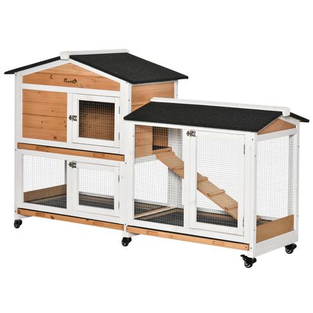 62- Mobile furniture-style Rabbit Enclosure with Asphalt Roof and Wheels – image 1