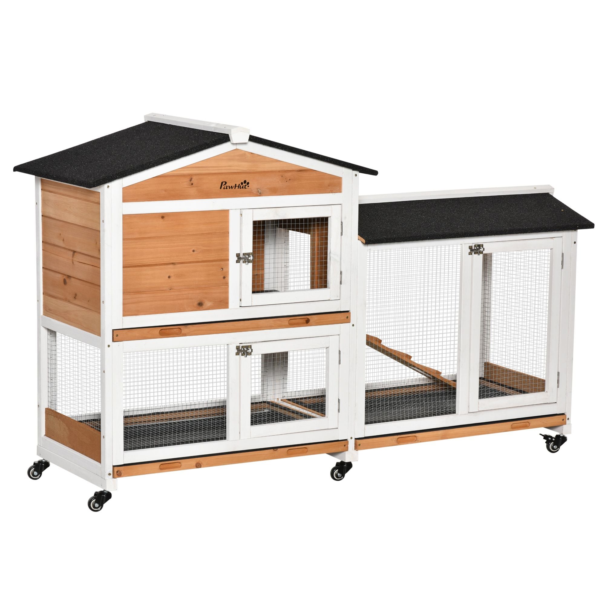 62- Mobile furniture-style Rabbit Enclosure with Asphalt Roof and Wheels