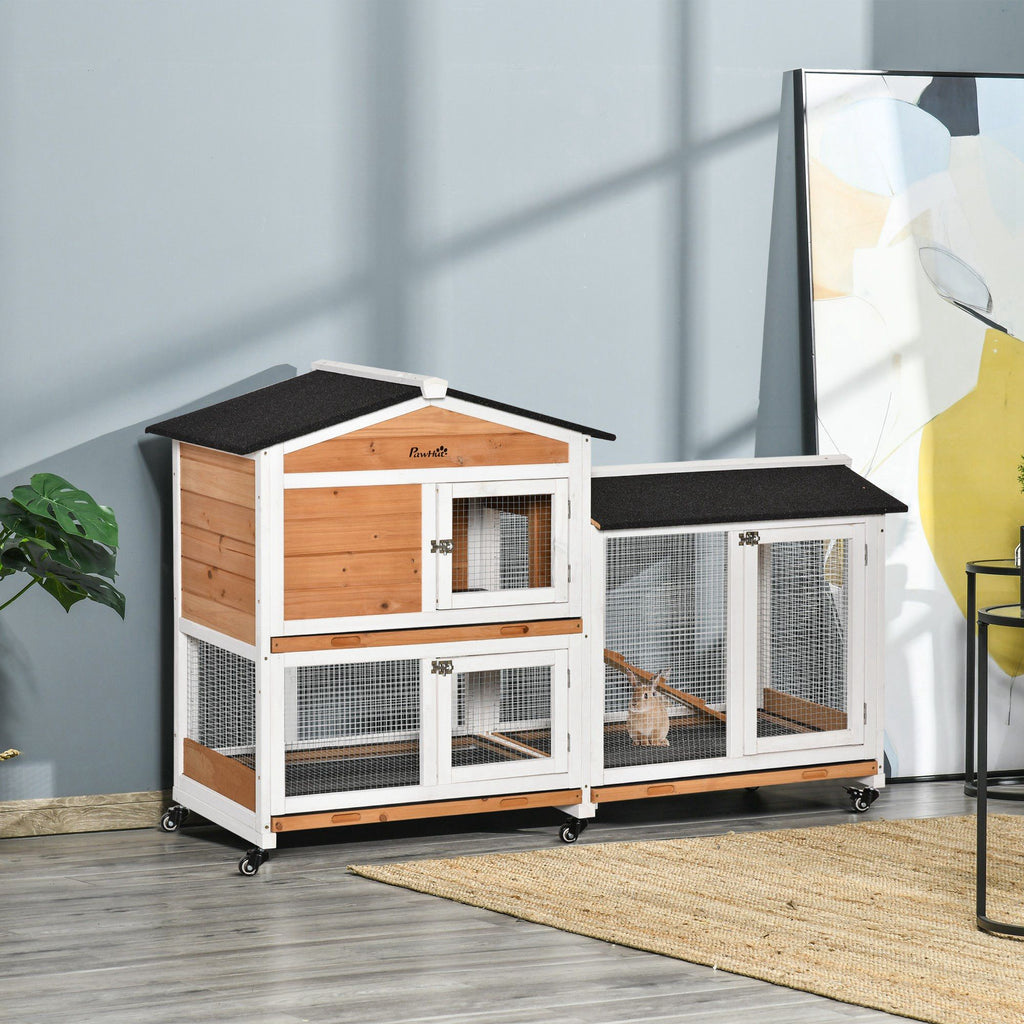 62- Mobile furniture-style Rabbit Enclosure with Asphalt Roof and Wheels