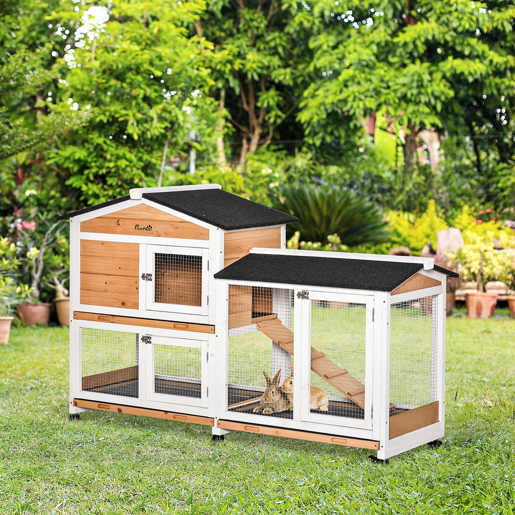 62- Mobile furniture-style Rabbit Enclosure with Asphalt Roof and Wheels