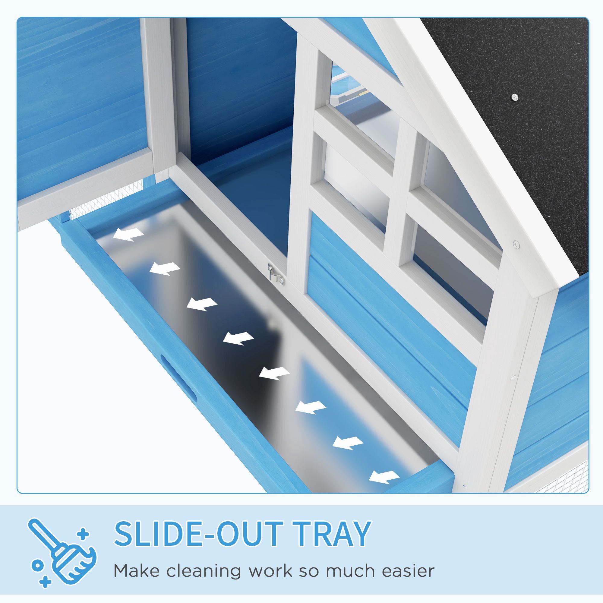 Indoor & Outdoor Rabbit Hutch with water-ready Roof and Pull-Out Tray
