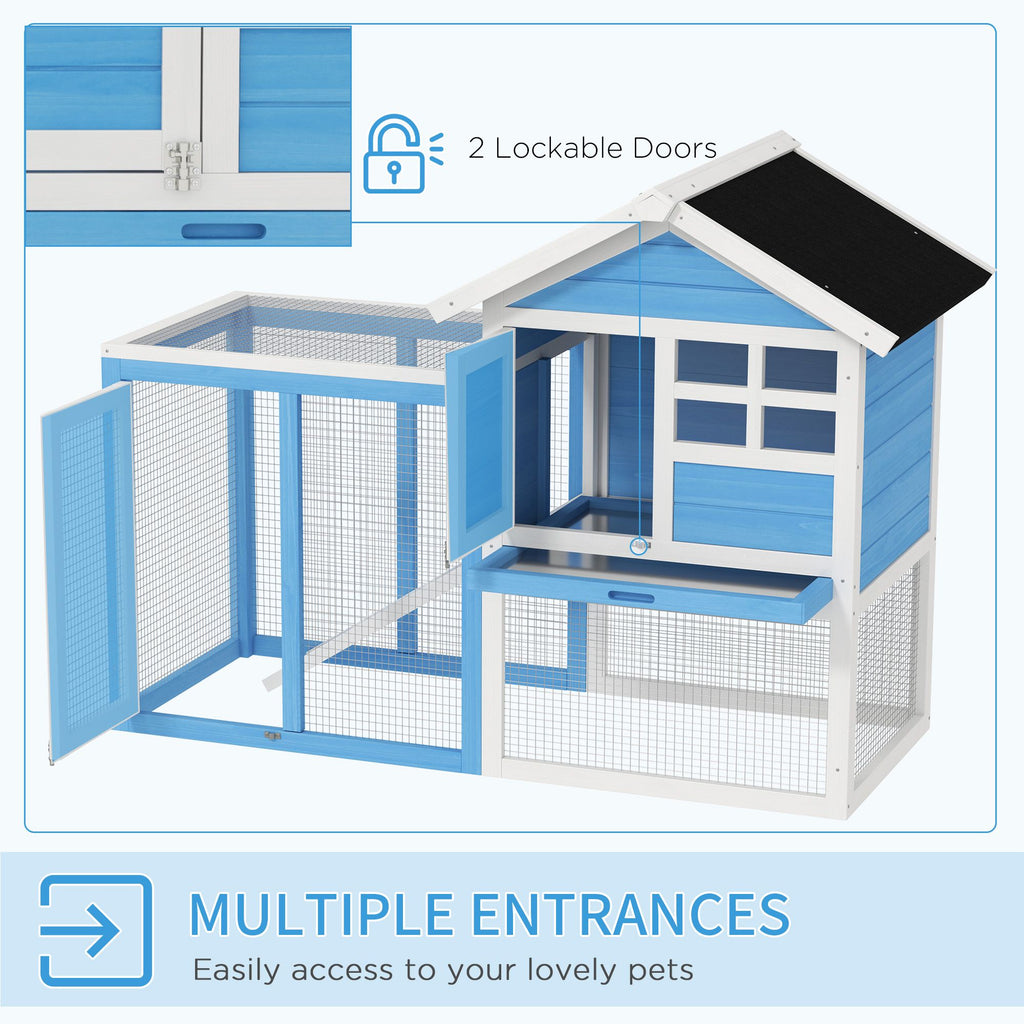 Indoor & Outdoor Rabbit Hutch with water-ready Roof and Pull-Out Tray