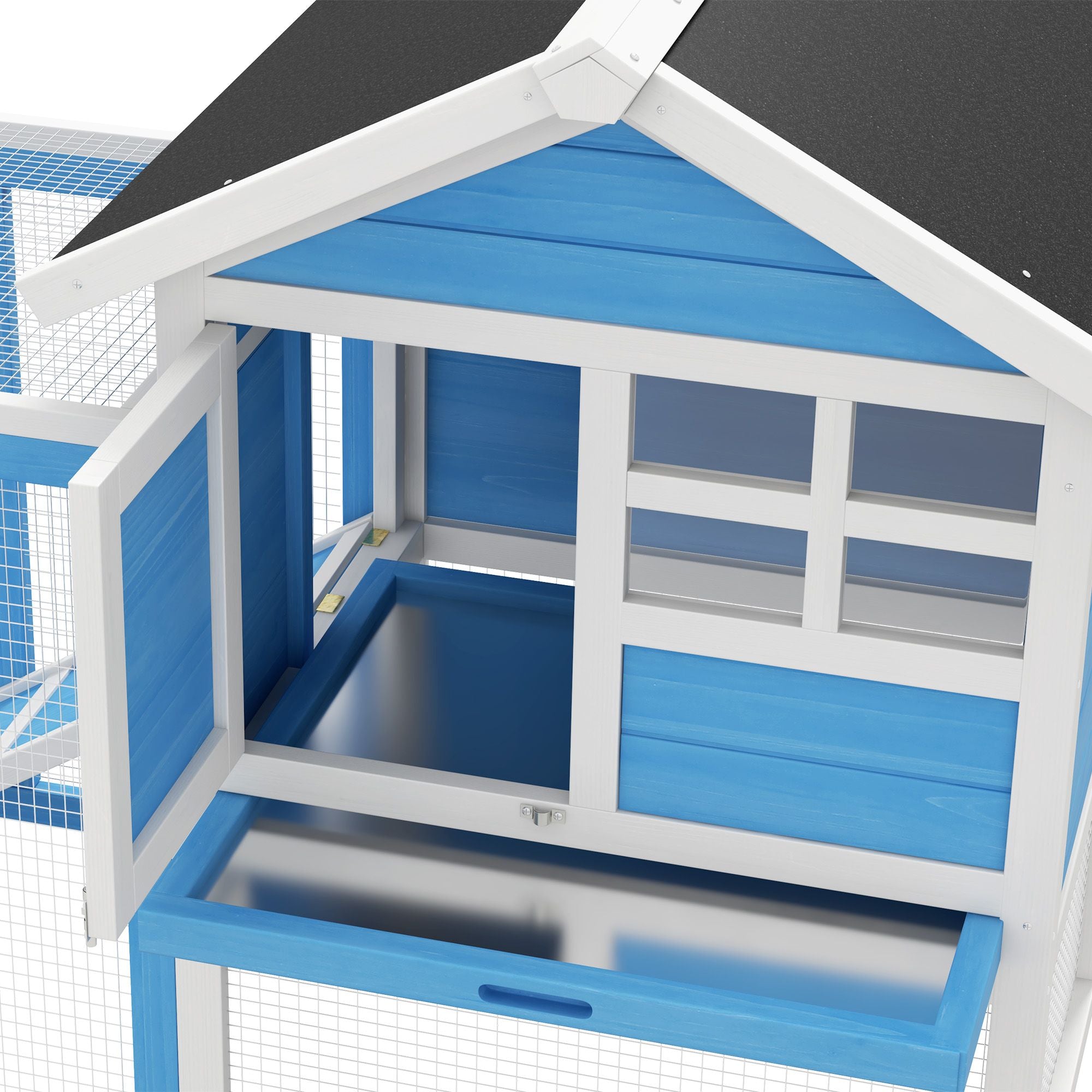 Indoor & Outdoor Rabbit Hutch with water-ready Roof and Pull-Out Tray