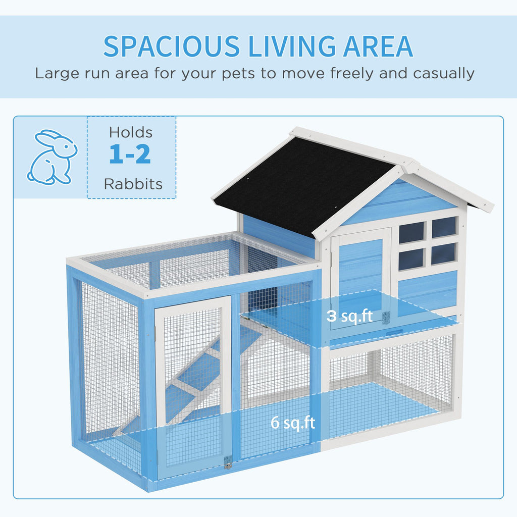 Indoor & Outdoor Rabbit Hutch with water-ready Roof and Pull-Out Tray