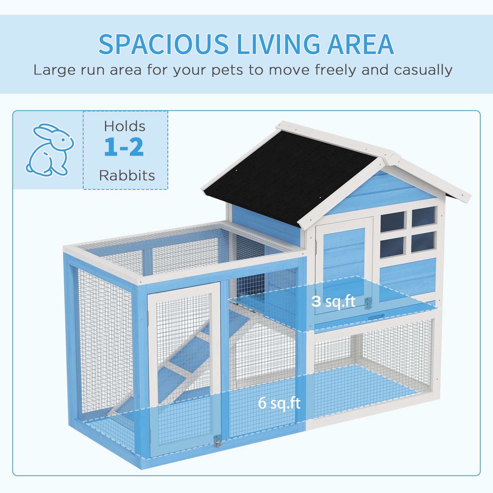 Indoor & Outdoor Rabbit Hutch with water-ready Roof and Pull-Out Tray