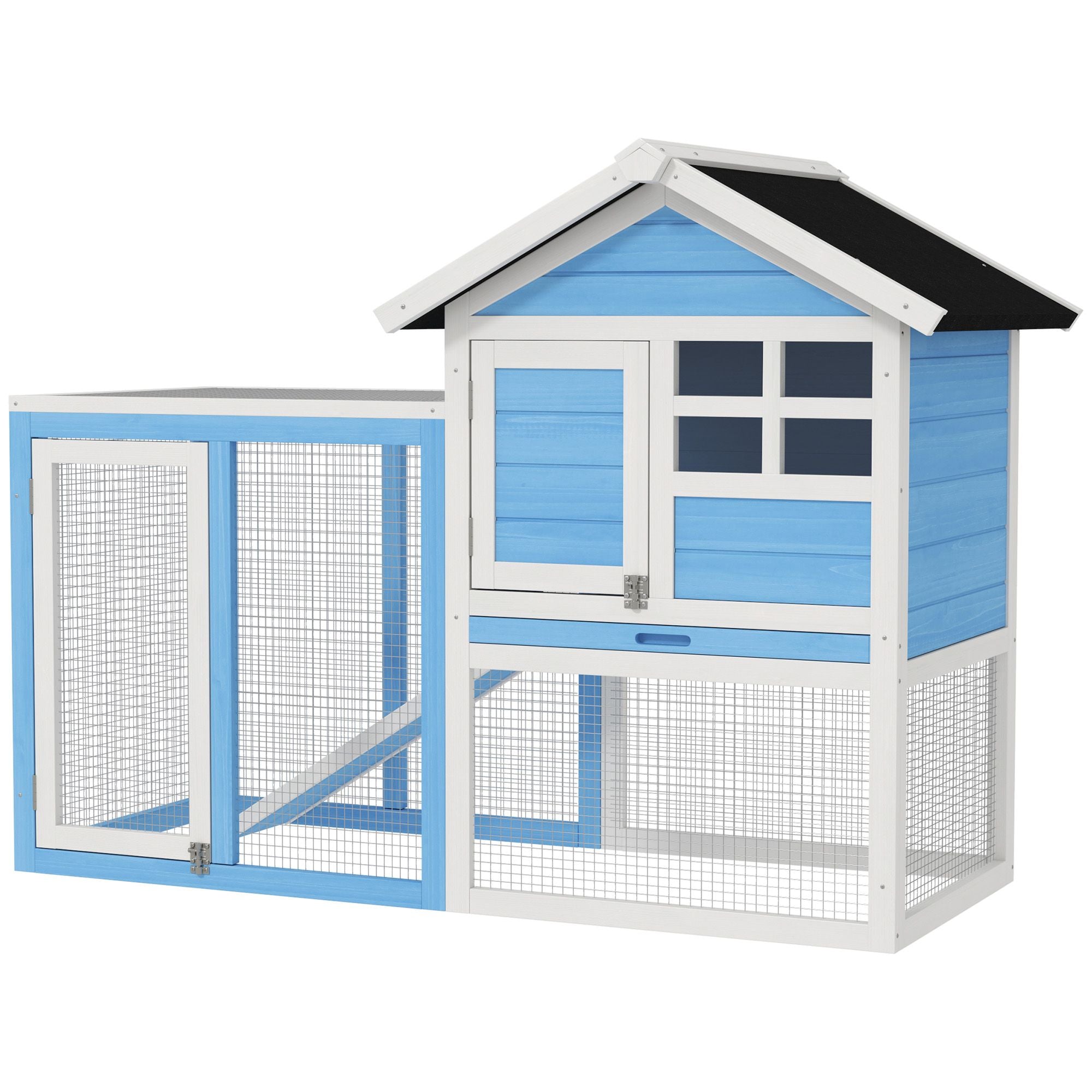 Indoor & Outdoor Rabbit Hutch with water-ready Roof and Pull-Out Tray