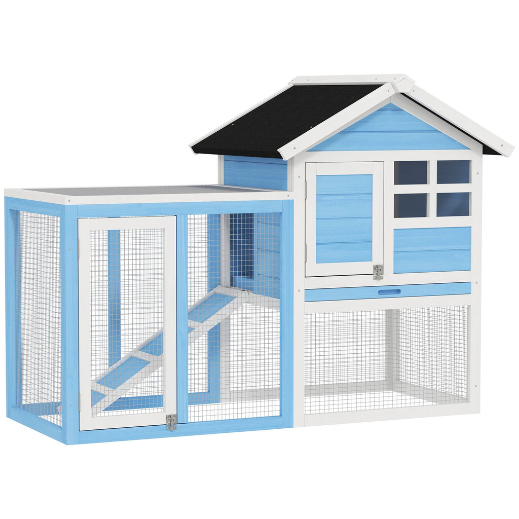 Indoor & Outdoor Rabbit Hutch with water-ready Roof and Pull-Out Tray