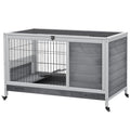 furniture-style Indoor Rabbit Enclosure with Wheels and Removable Tray