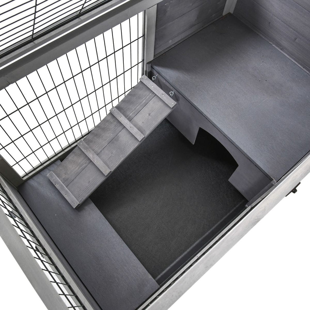 furniture-style Indoor Rabbit Enclosure with Wheels and Removable Tray