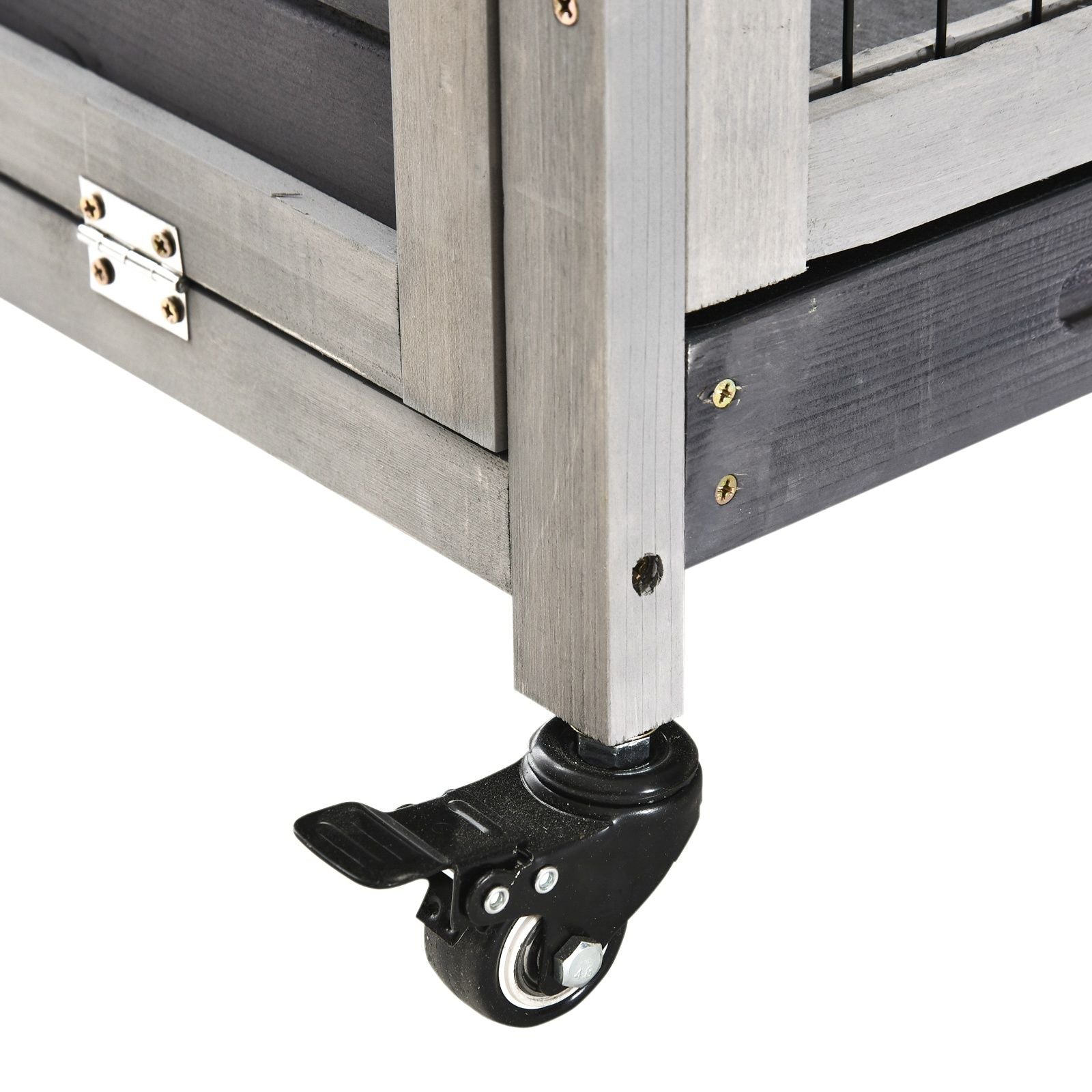 furniture-style Indoor Rabbit Enclosure with Wheels and Removable Tray