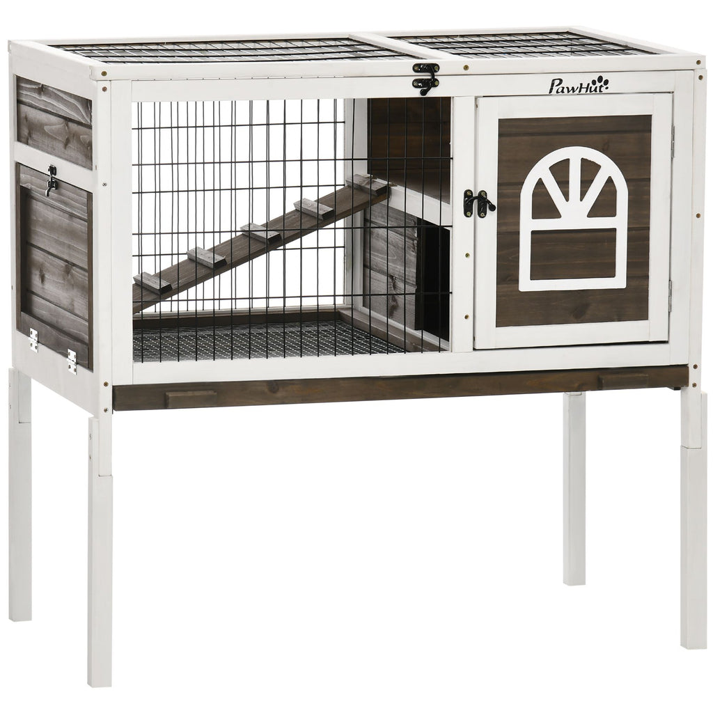 Spacious Indoor Rabbit Hutch with Lockable Doors and Removable Tray