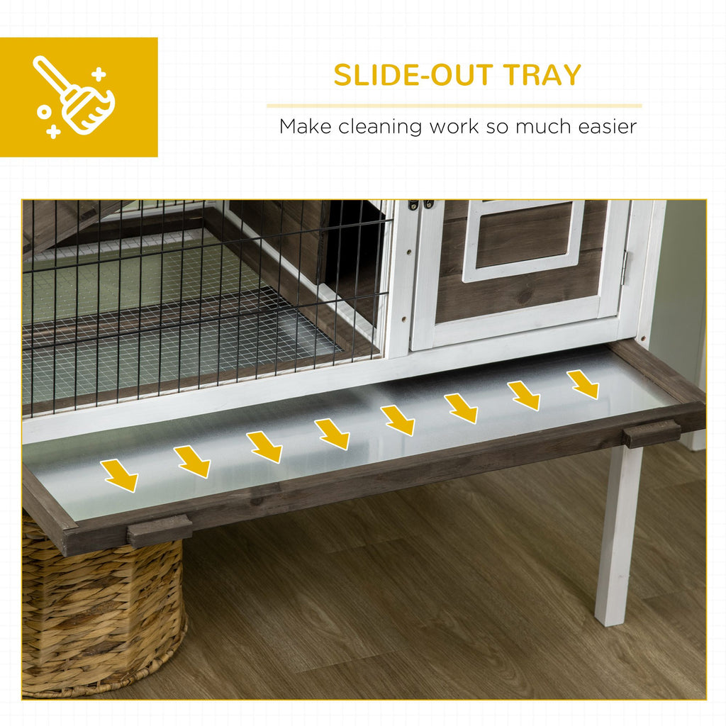 Spacious Indoor Rabbit Hutch with Lockable Doors and Removable Tray