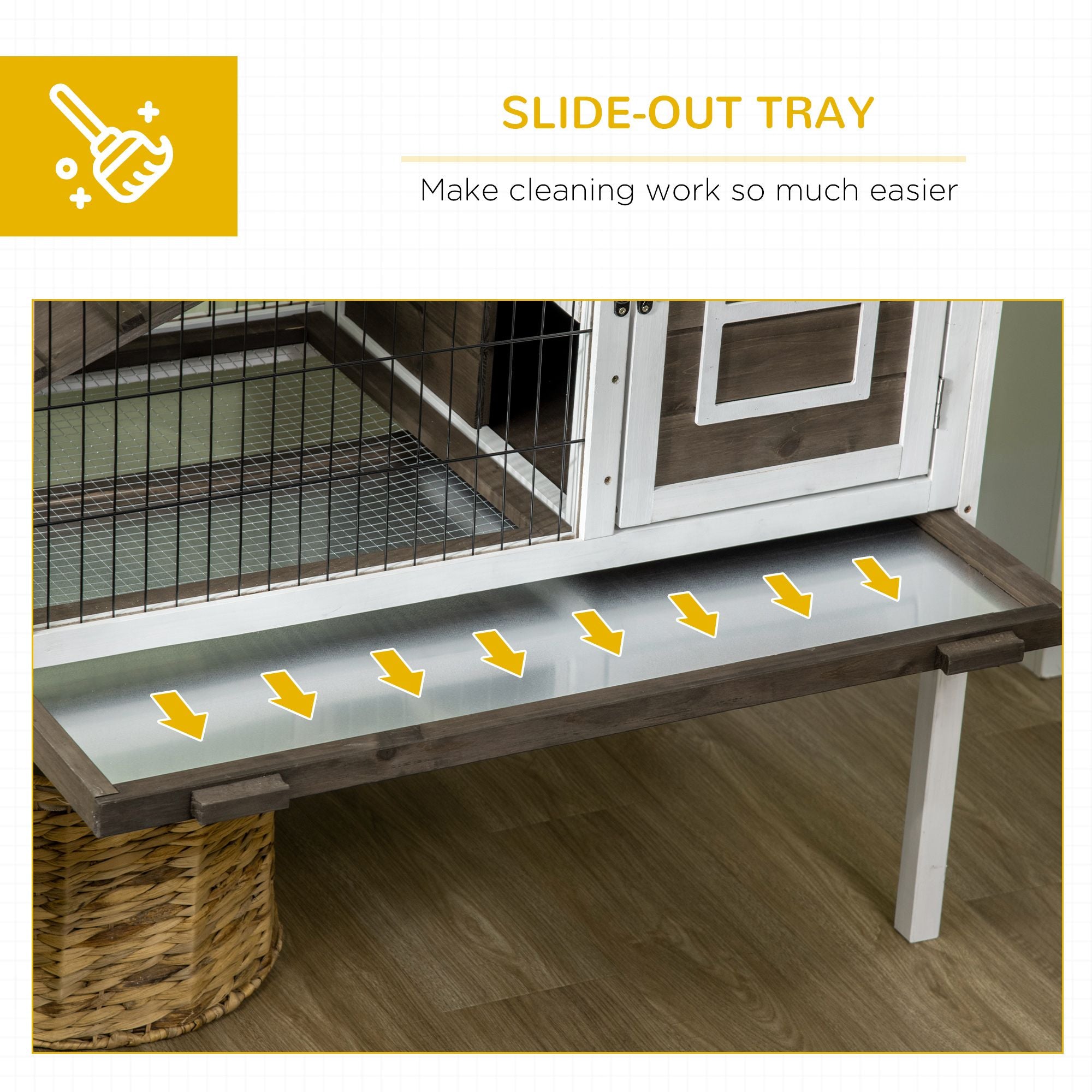 Spacious Indoor Rabbit Hutch with Lockable Doors and Removable Tray