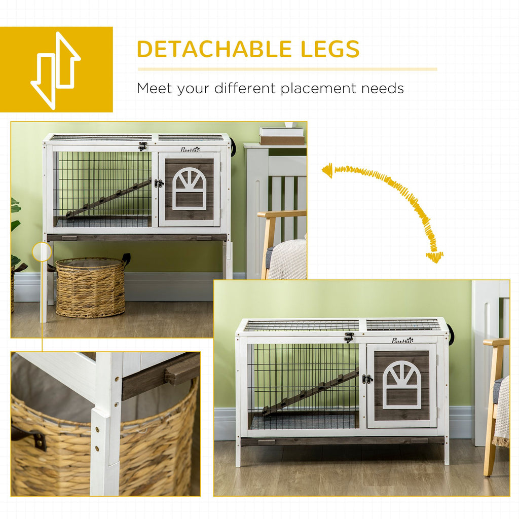 Spacious Indoor Rabbit Hutch with Lockable Doors and Removable Tray