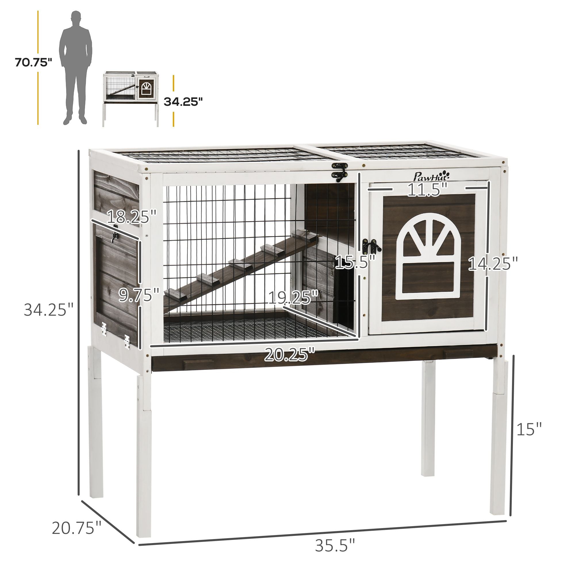 Spacious Indoor Rabbit Hutch with Lockable Doors and Removable Tray