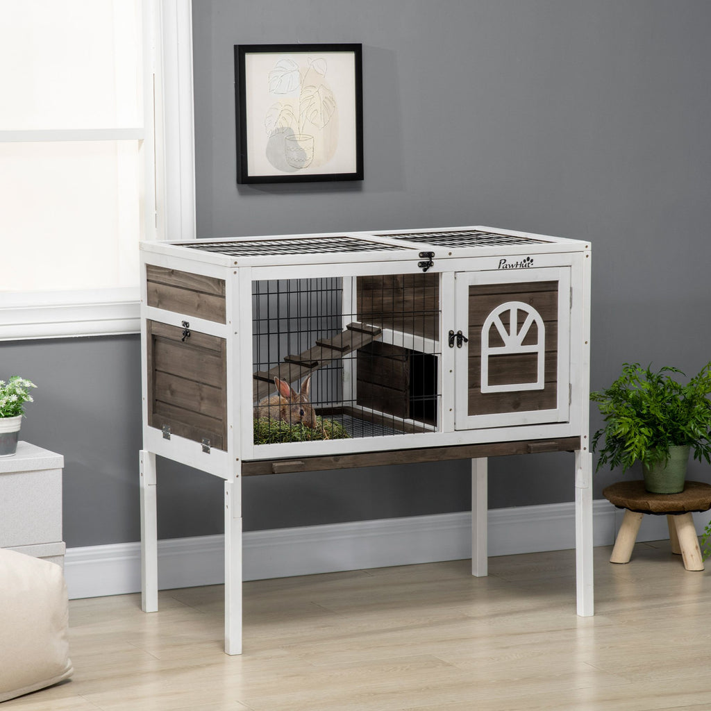 Spacious Indoor Rabbit Hutch with Lockable Doors and Removable Tray