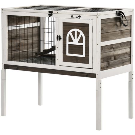 Spacious Indoor Rabbit Hutch with Lockable Doors and Removable Tray