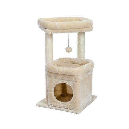 Indoor Sisal Cat Tower with Scratching Posts and Dangling Ball