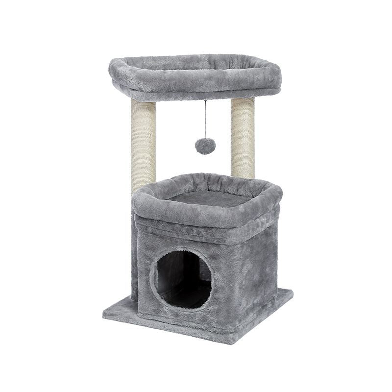 Indoor Sisal Cat Tower with Scratching Posts and Dangling Ball