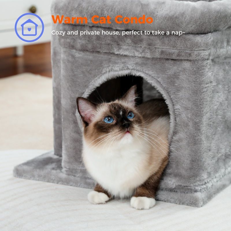Indoor Sisal Cat Tower with Scratching Posts and Dangling Ball