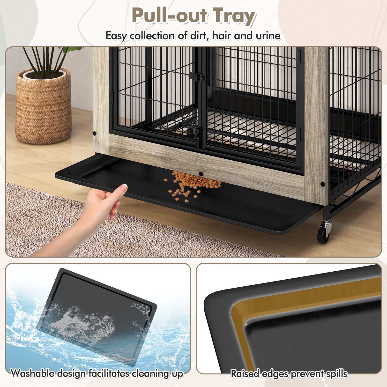 Industrial Dog Crate with Storage Shelves and 3 Doors