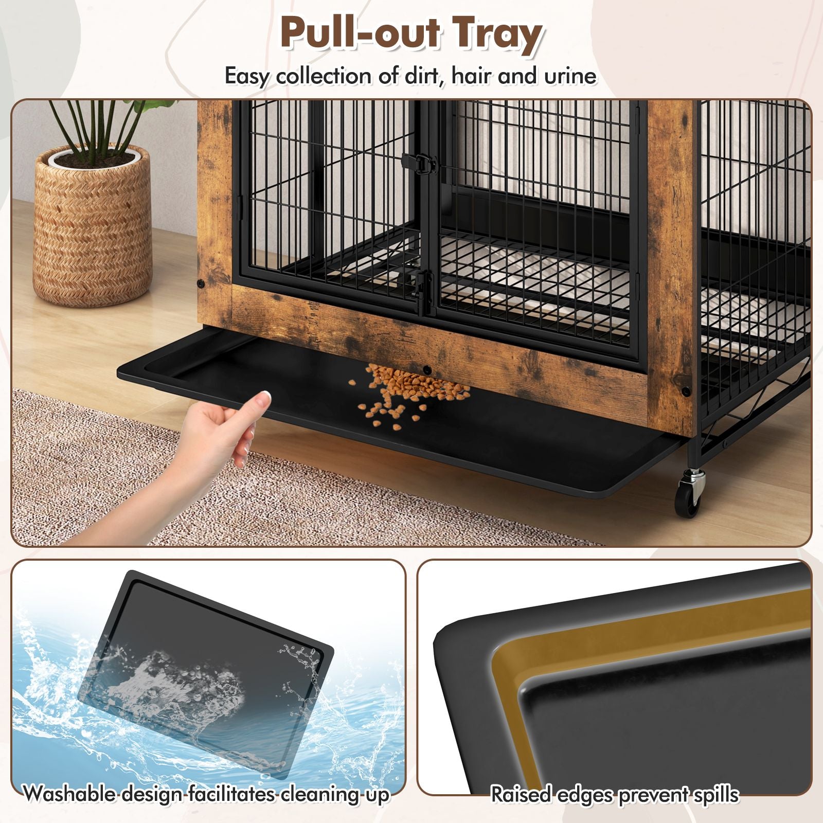 Industrial Dog Crate with Storage Shelves and 3 Doors