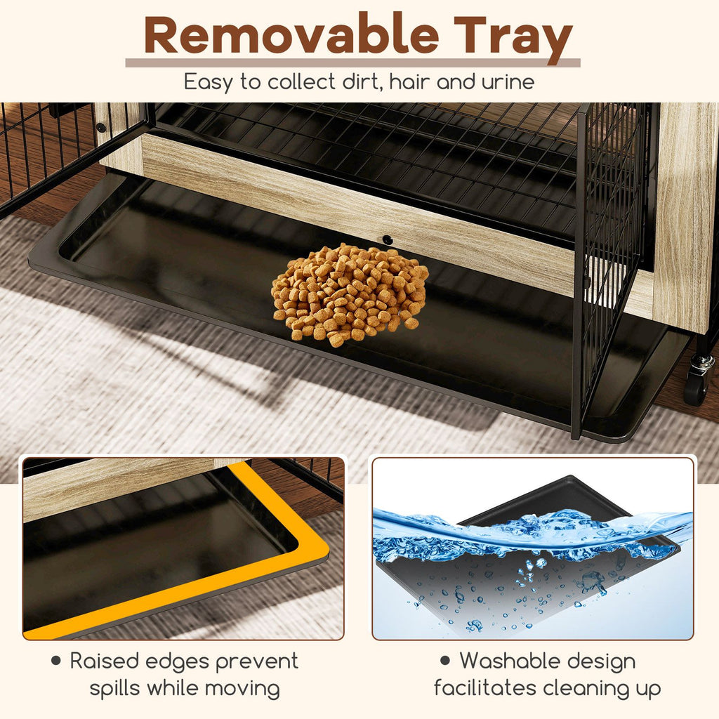 Industrial Dog Kennel with Flip-up Top 3 Lockable Doors and Removable Tray