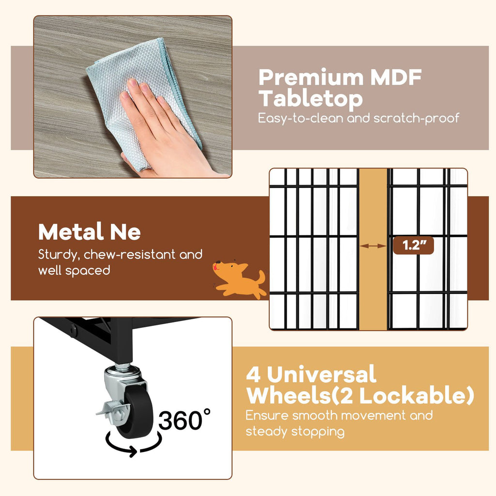 Industrial Dog Kennel with Flip-up Top 3 Lockable Doors and Removable Tray