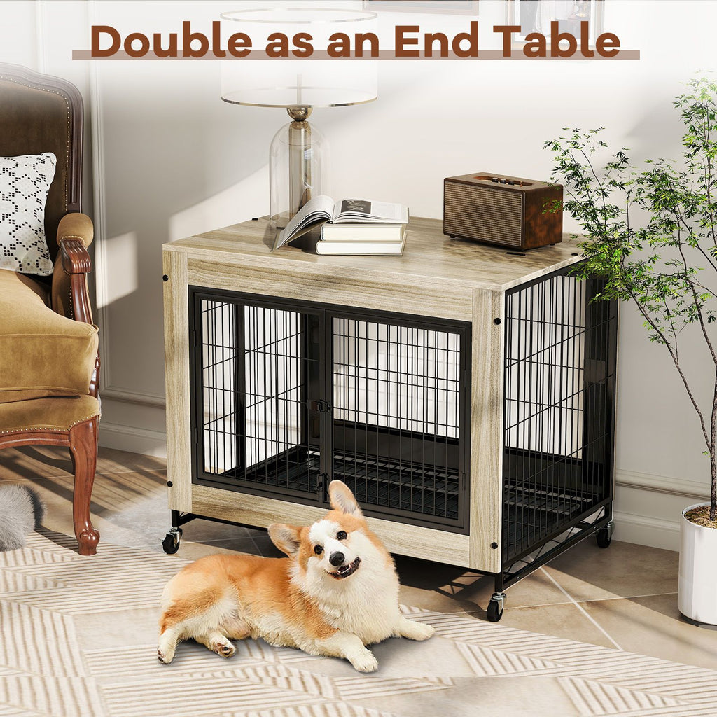 Industrial Dog Kennel with Flip-up Top 3 Lockable Doors and Removable Tray