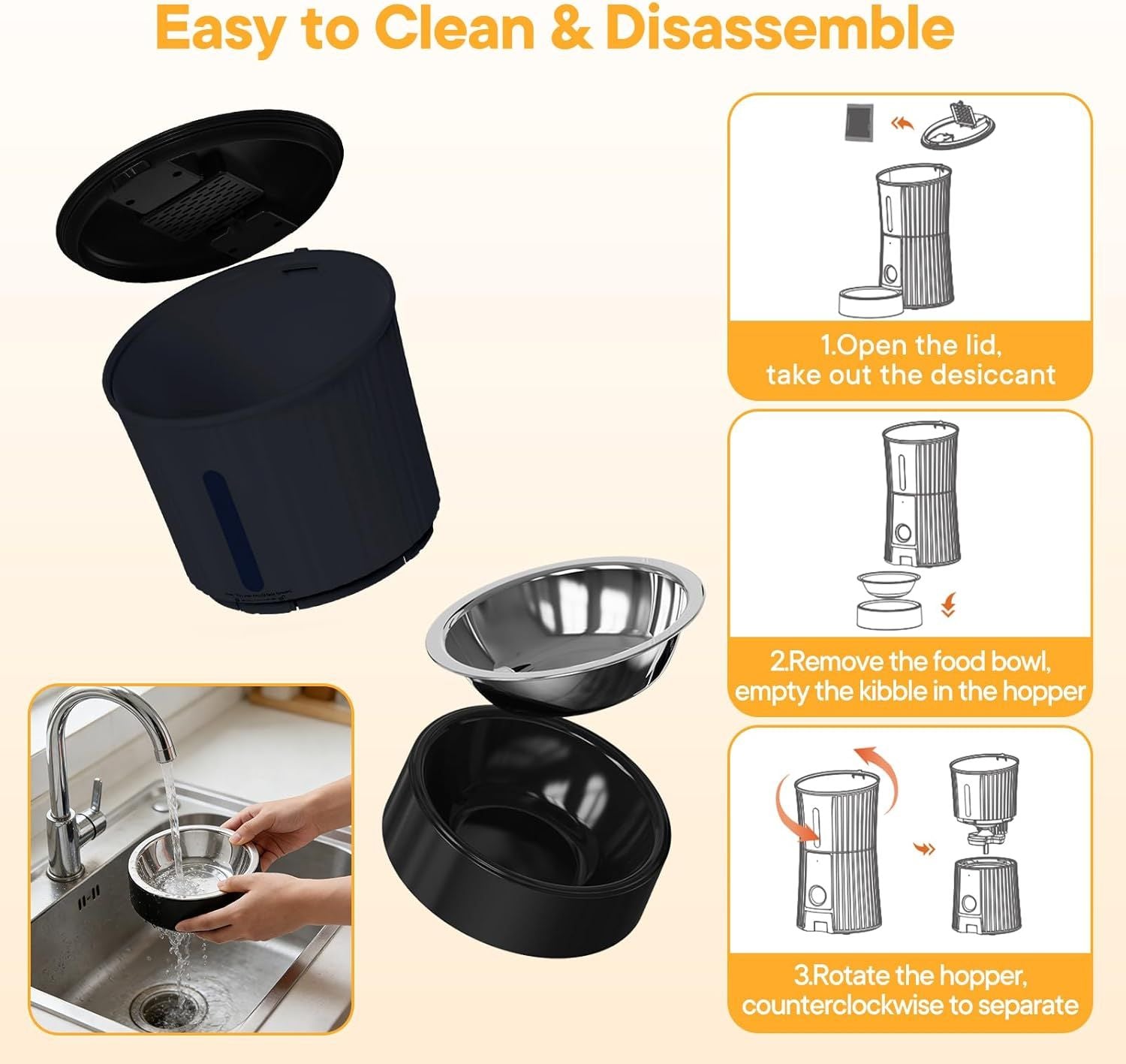 Intelligent feeder, equipped with WiFi application control function, a 4-liter capacity intelligent pet food dispenser specifically for cats and dog